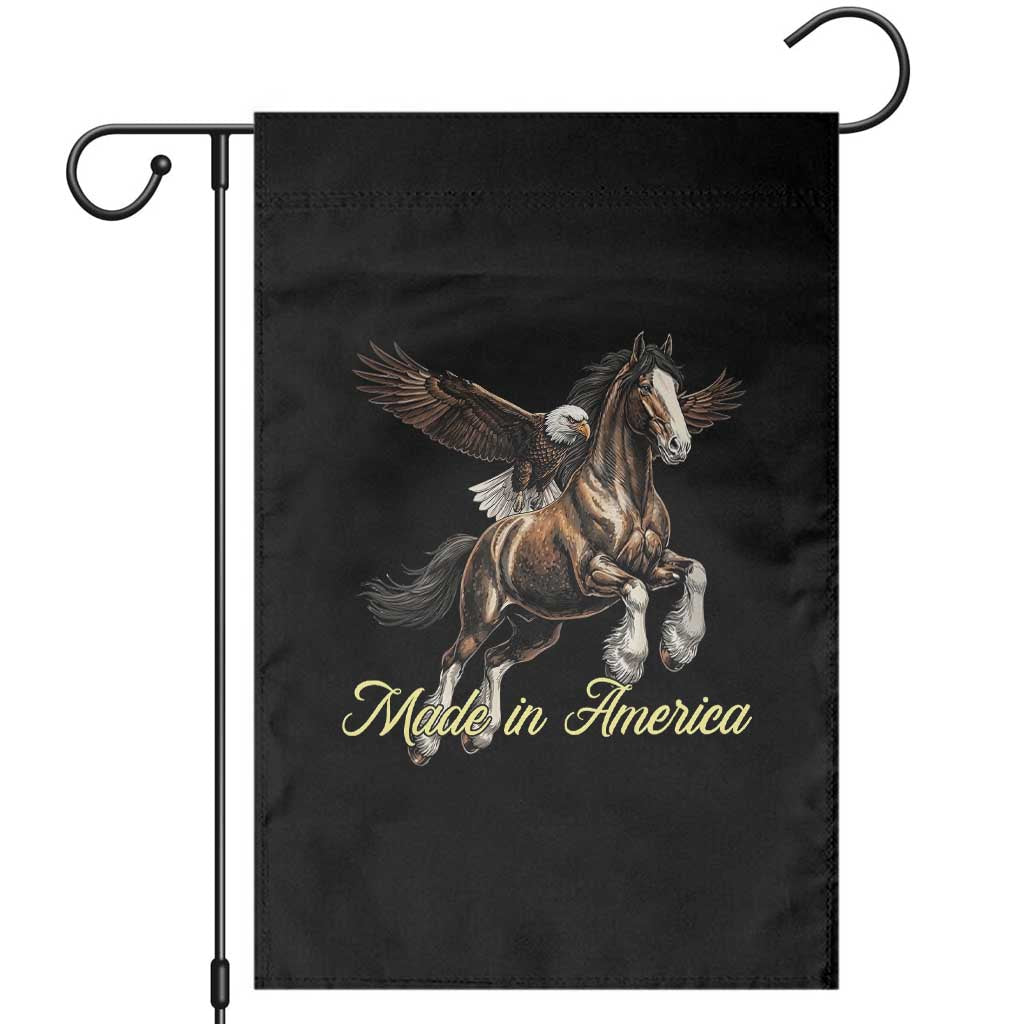Made in America Patriotic Eagle and Horse Garden Flag Strong American Pride Western Style TS02 Black Print Your Wear