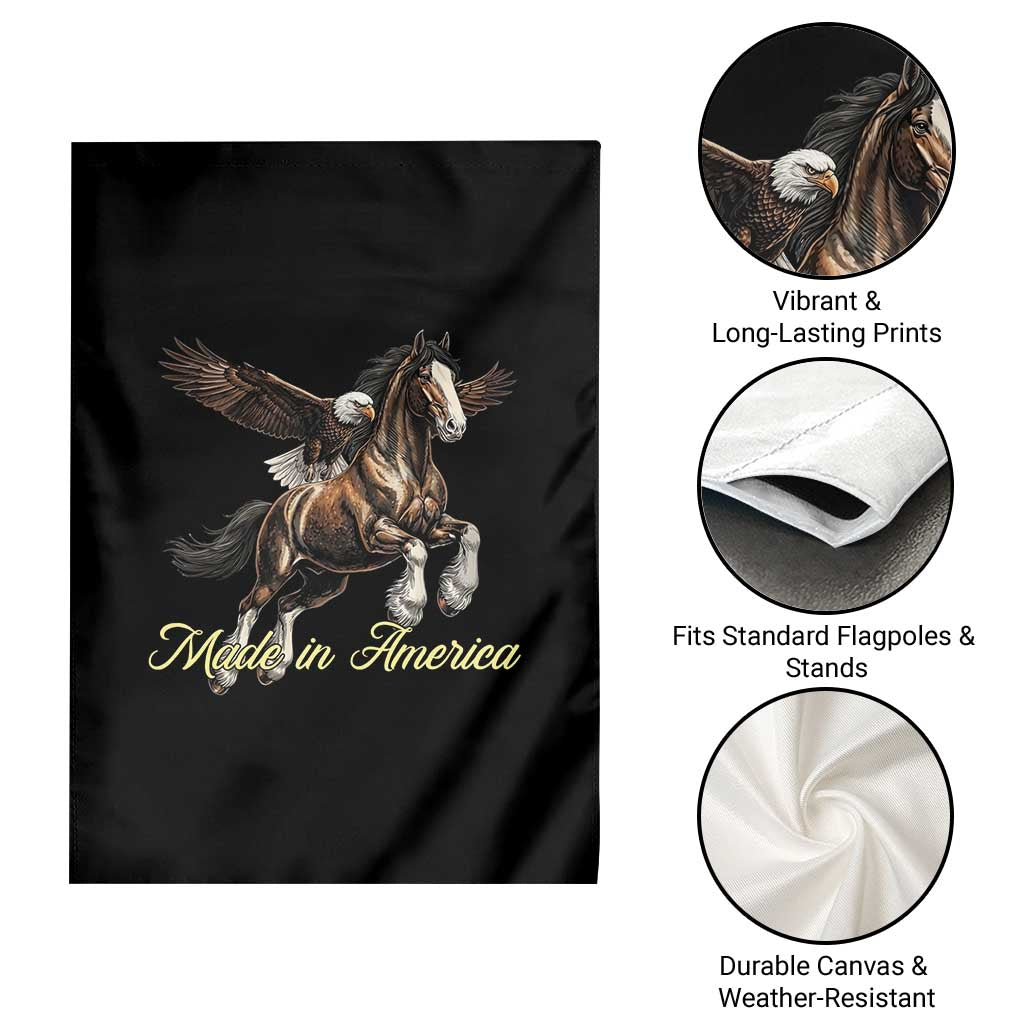 Made in America Patriotic Eagle and Horse Garden Flag Strong American Pride Western Style TS02 Print Your Wear