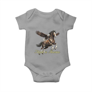 Made in America Patriotic Eagle and Horse Baby Onesie Strong American Pride Western Style TS02 Sport Gray Print Your Wear
