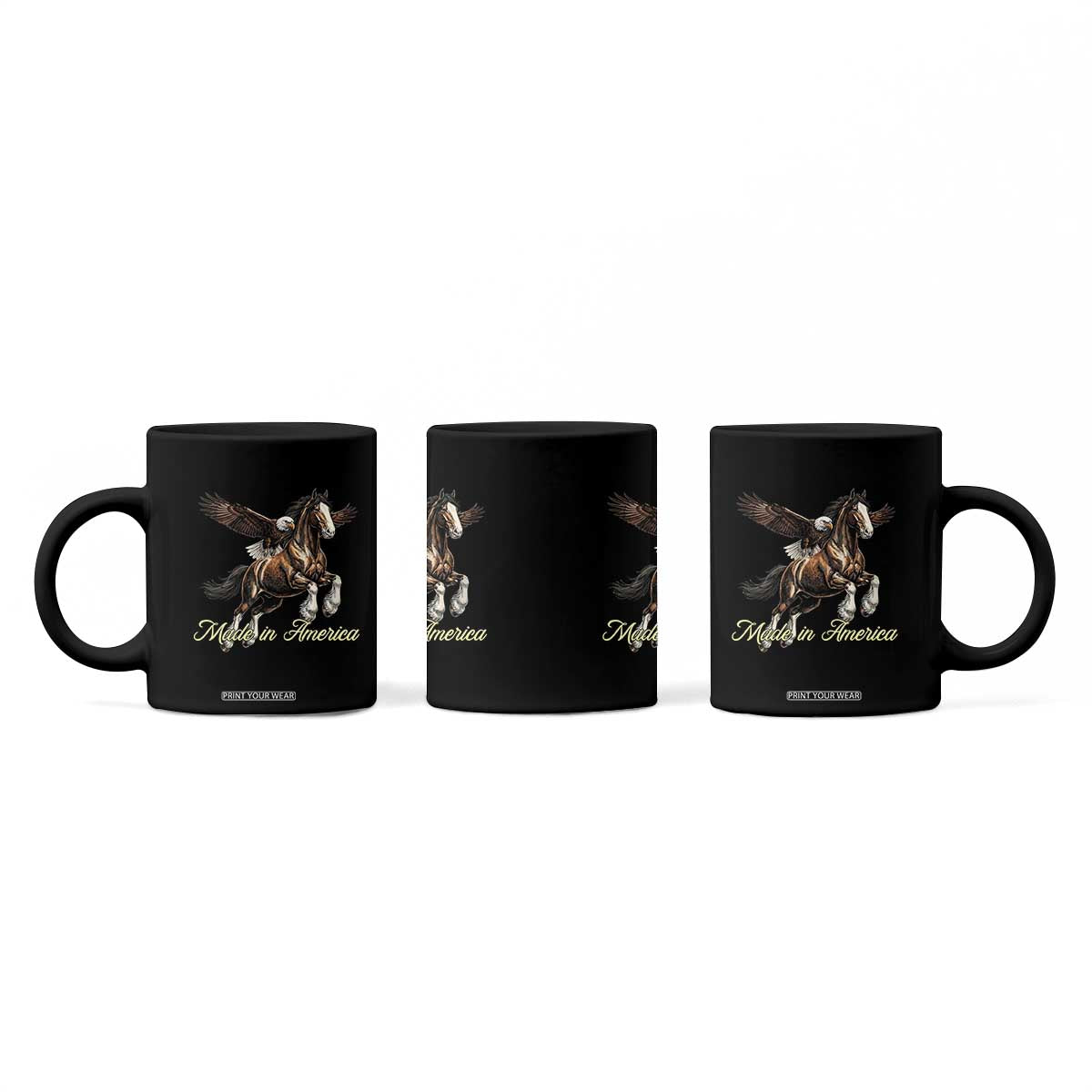 Made in America Patriotic Eagle and Horse Coffee Mug Strong American Pride Western Style TS02 Print Your Wear