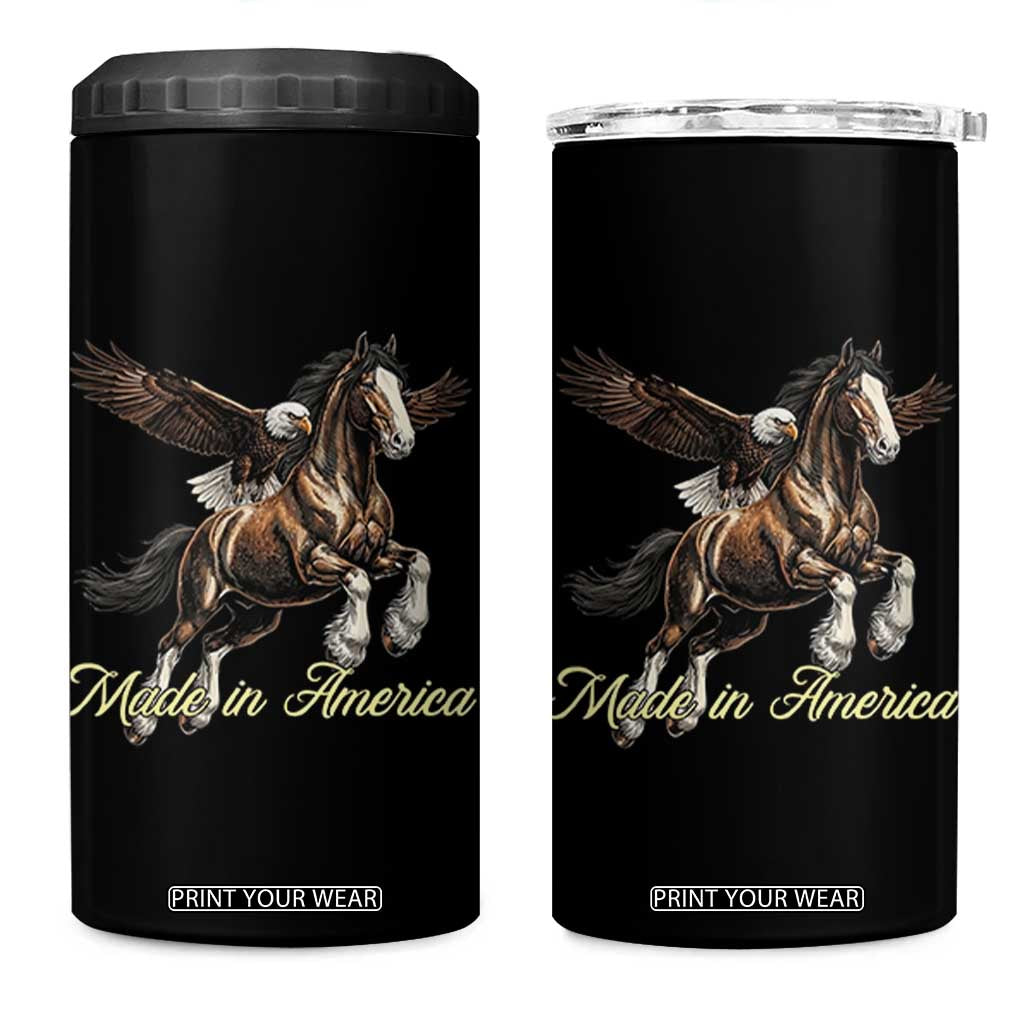 Made in America Patriotic Eagle and Horse 4 in 1 Can Cooler Tumbler Strong American Pride Western Style TS02 One Size: 16 oz Black Print Your Wear