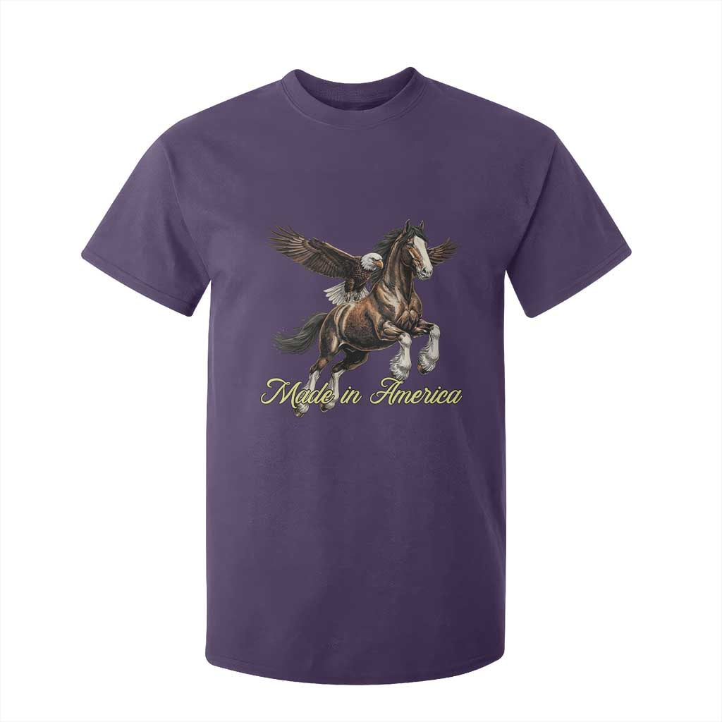 Made in America Patriotic Eagle and Horse T Shirt For Kid Strong American Pride Western Style TS02 Purple Print Your Wear