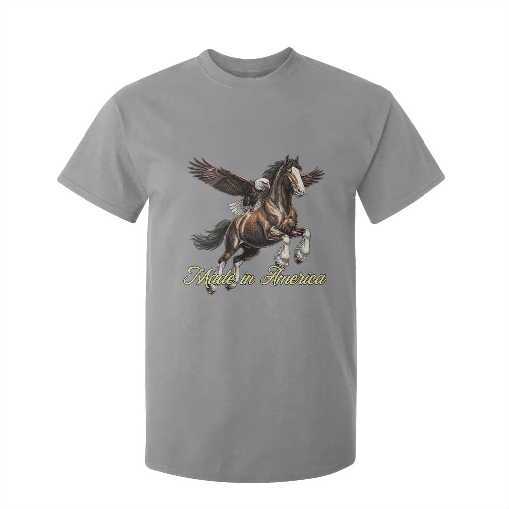 Made in America Patriotic Eagle and Horse T Shirt For Kid Strong American Pride Western Style TS02 Sport Gray Print Your Wear