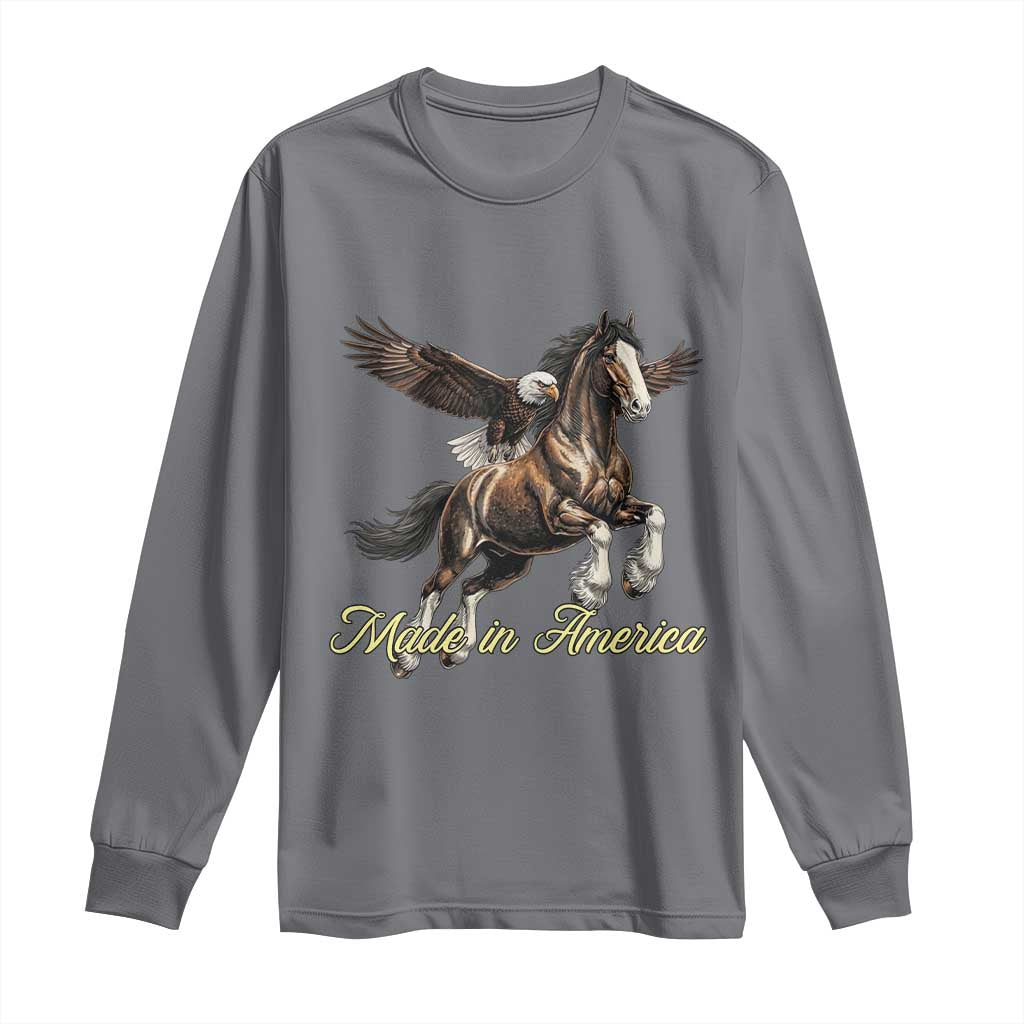 Made in America Patriotic Eagle and Horse Long Sleeve Shirt Strong American Pride Western Style TS02 Charcoal Print Your Wear