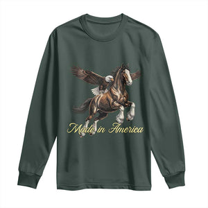 Made in America Patriotic Eagle and Horse Long Sleeve Shirt Strong American Pride Western Style TS02 Dark Forest Green Print Your Wear