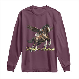 Made in America Patriotic Eagle and Horse Long Sleeve Shirt Strong American Pride Western Style TS02 Maroon Print Your Wear