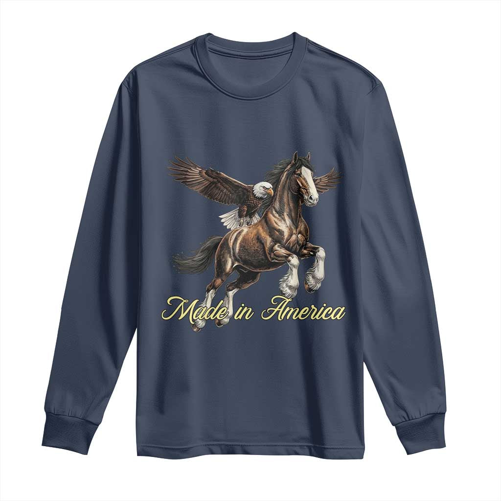 Made in America Patriotic Eagle and Horse Long Sleeve Shirt Strong American Pride Western Style TS02 Navy Print Your Wear