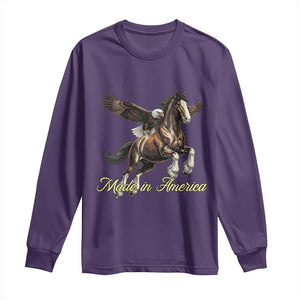Made in America Patriotic Eagle and Horse Long Sleeve Shirt Strong American Pride Western Style TS02 Purple Print Your Wear