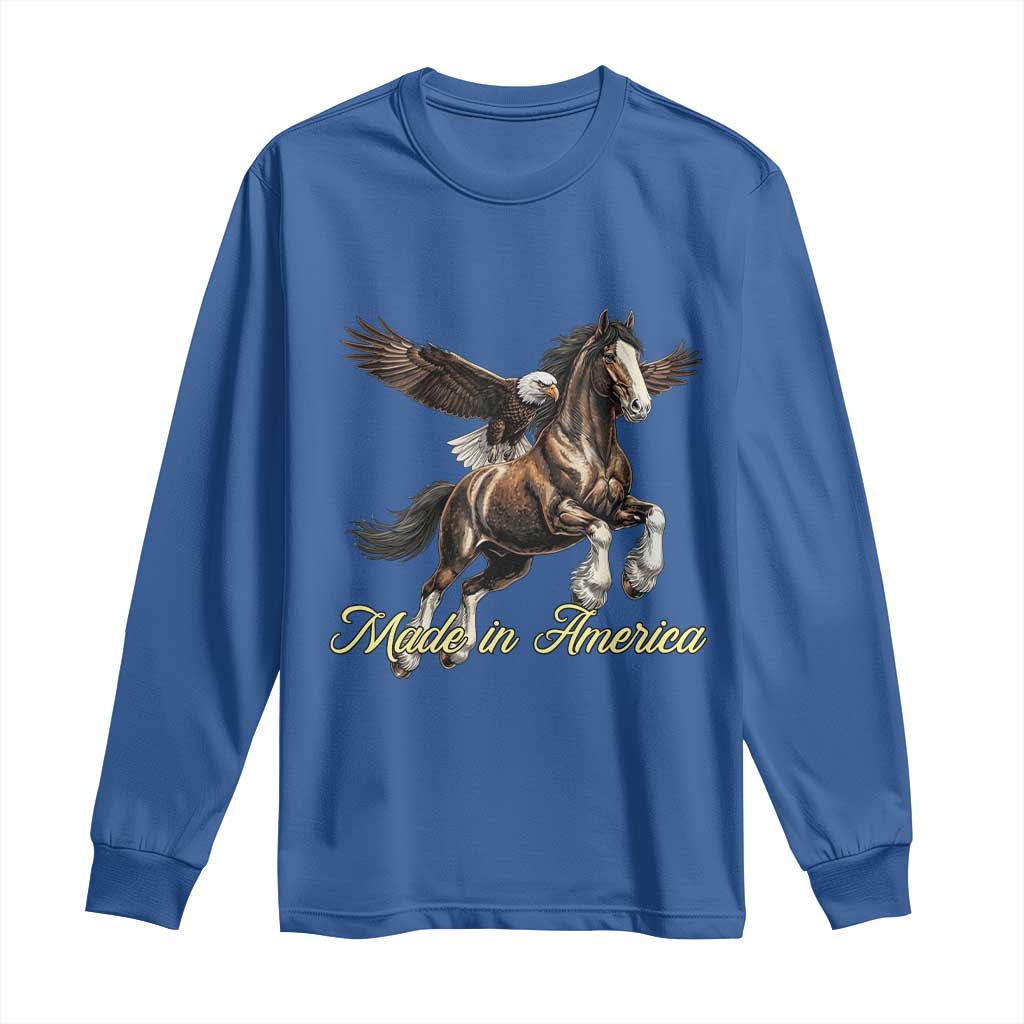Made in America Patriotic Eagle and Horse Long Sleeve Shirt Strong American Pride Western Style TS02 Royal Blue Print Your Wear