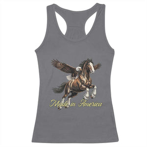 Made in America Patriotic Eagle and Horse Racerback Tank Top Strong American Pride Western Style TS02 Charcoal Print Your Wear