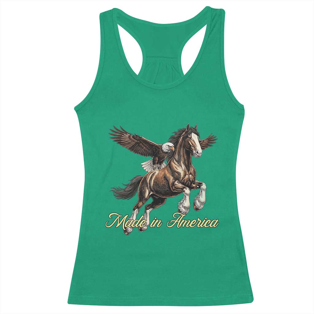 Made in America Patriotic Eagle and Horse Racerback Tank Top Strong American Pride Western Style TS02 Irish Green Print Your Wear