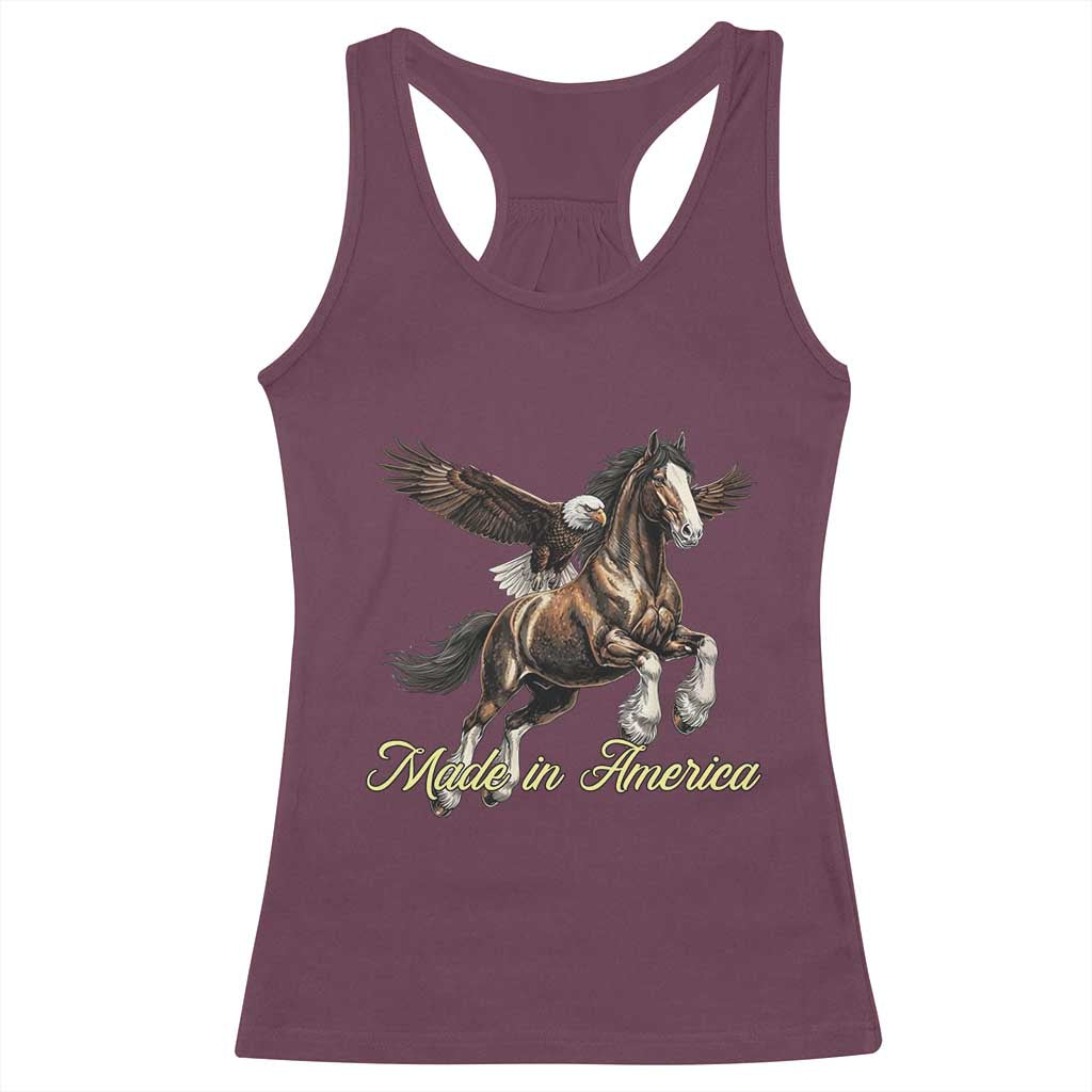 Made in America Patriotic Eagle and Horse Racerback Tank Top Strong American Pride Western Style TS02 Maroon Print Your Wear