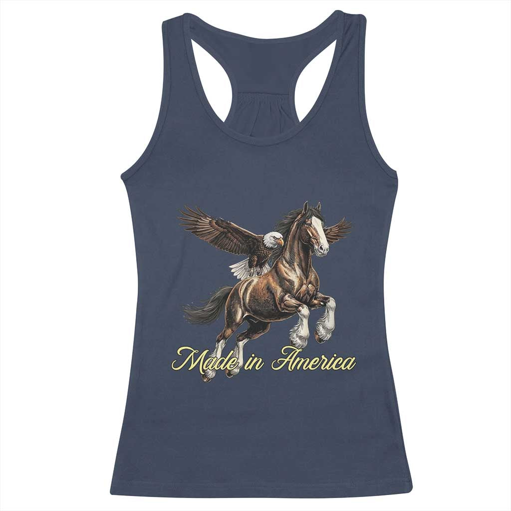 Made in America Patriotic Eagle and Horse Racerback Tank Top Strong American Pride Western Style TS02 Navy Print Your Wear