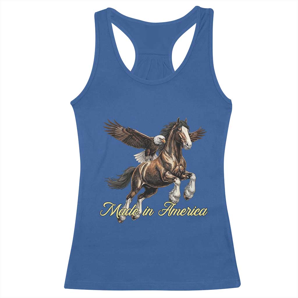 Made in America Patriotic Eagle and Horse Racerback Tank Top Strong American Pride Western Style TS02 Royal Blue Print Your Wear