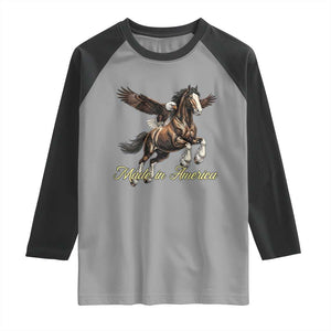 Made in America Patriotic Eagle and Horse Raglan Shirt Strong American Pride Western Style TS02 Sport Gray Black Print Your Wear