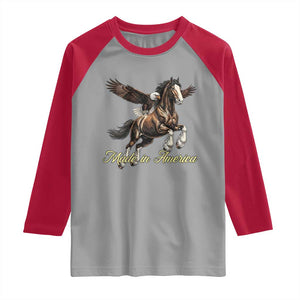 Made in America Patriotic Eagle and Horse Raglan Shirt Strong American Pride Western Style TS02 Sport Gray Red Print Your Wear