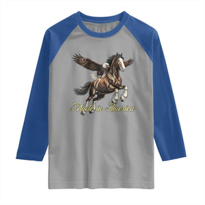 Made in America Patriotic Eagle and Horse Raglan Shirt Strong American Pride Western Style TS02 Sport Gray Royal Print Your Wear
