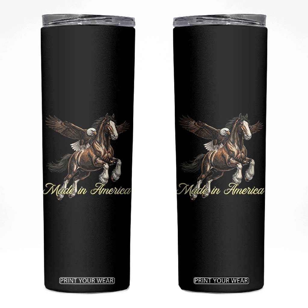Made in America Patriotic Eagle and Horse Skinny Tumbler Strong American Pride Western Style TS02 Black Print Your Wear