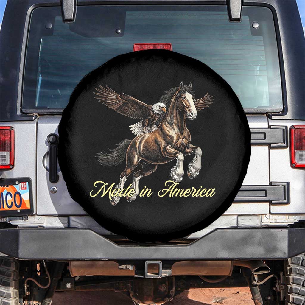 Made in America Patriotic Eagle and Horse Spare Tire Cover Strong American Pride Western Style TS02 No hole Black Print Your Wear