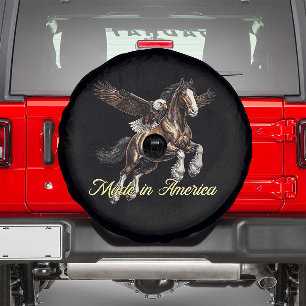 Made in America Patriotic Eagle and Horse Spare Tire Cover Strong American Pride Western Style TS02 Black Print Your Wear