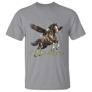 Made in America Patriotic Eagle and Horse T Shirt Strong American Pride Western Style TS02 Sport Gray Print Your Wear