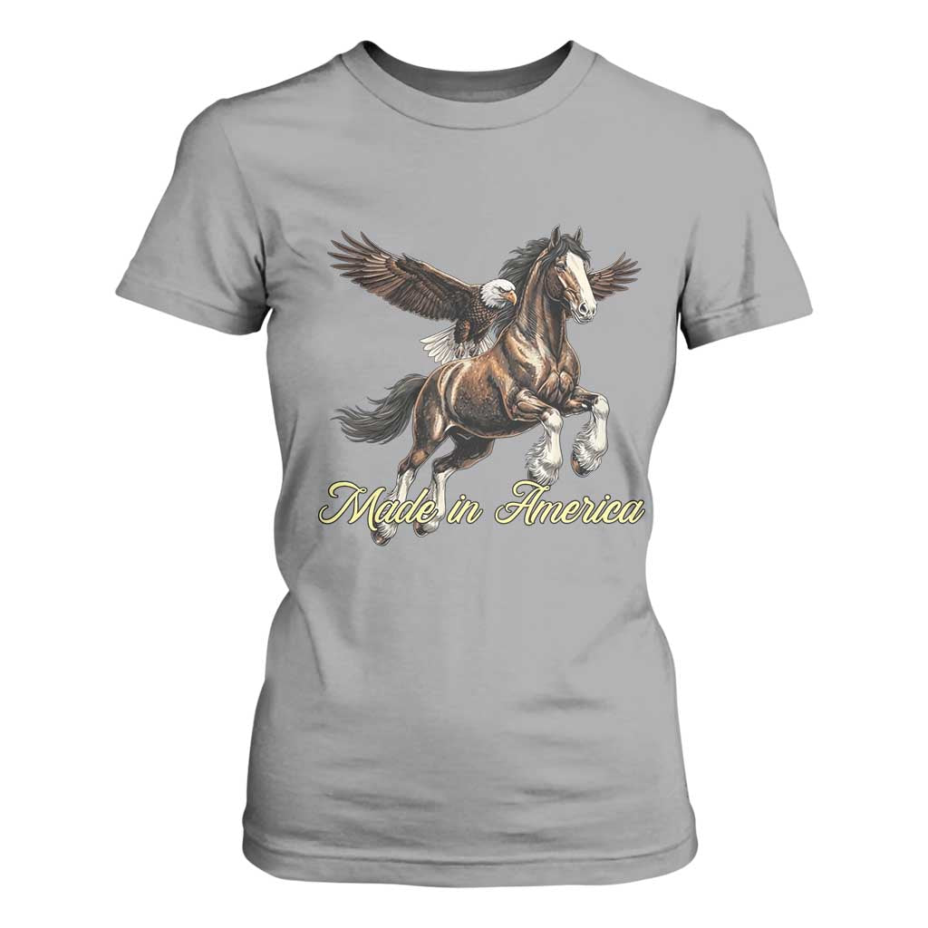 Made in America Patriotic Eagle and Horse T Shirt For Women Strong American Pride Western Style TS02 Sport Gray Print Your Wear
