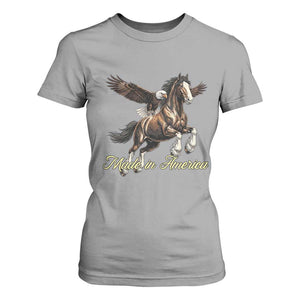 Made in America Patriotic Eagle and Horse T Shirt For Women Strong American Pride Western Style TS02 Sport Gray Print Your Wear