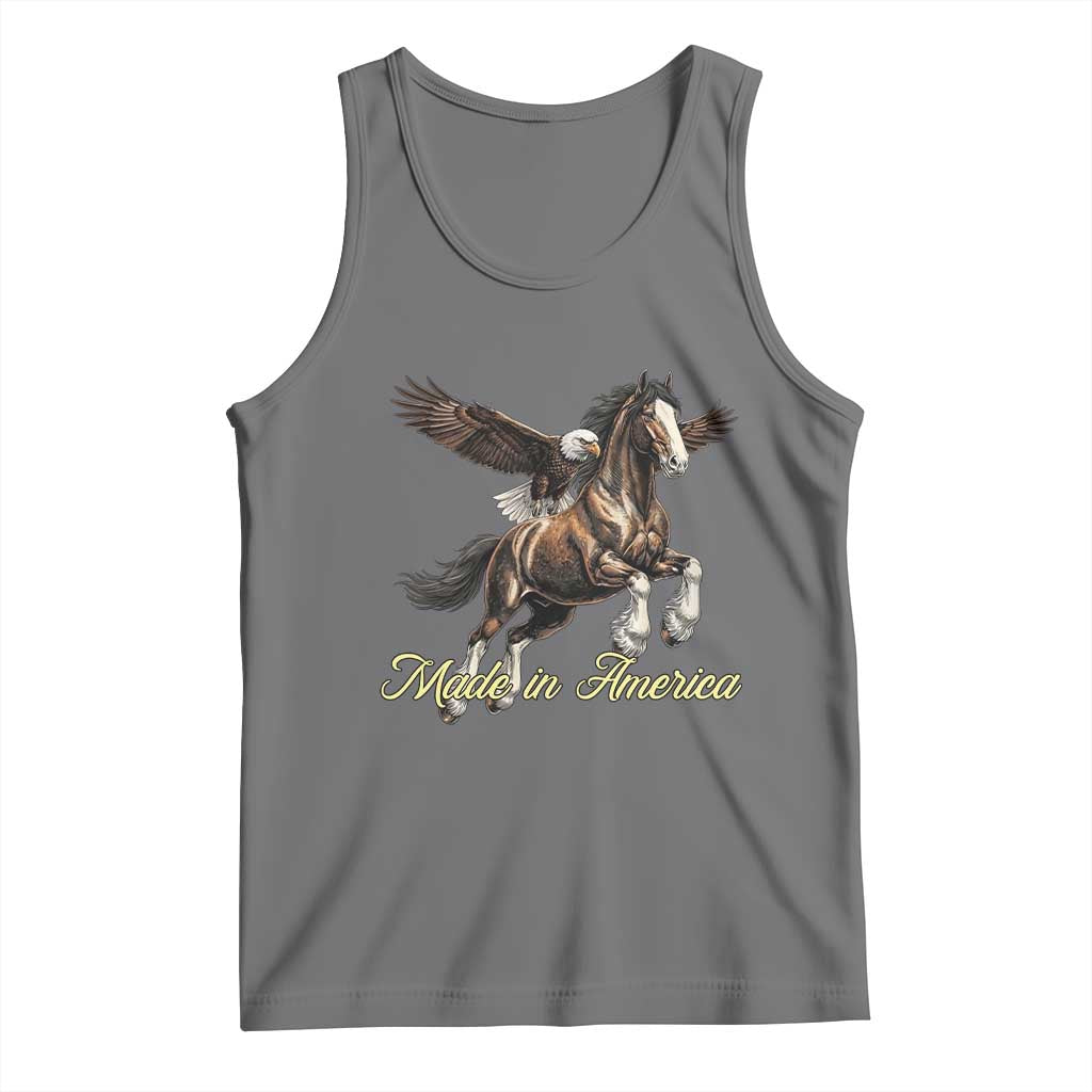 Made in America Patriotic Eagle and Horse Tank Top Strong American Pride Western Style TS02 Black Heather Print Your Wear