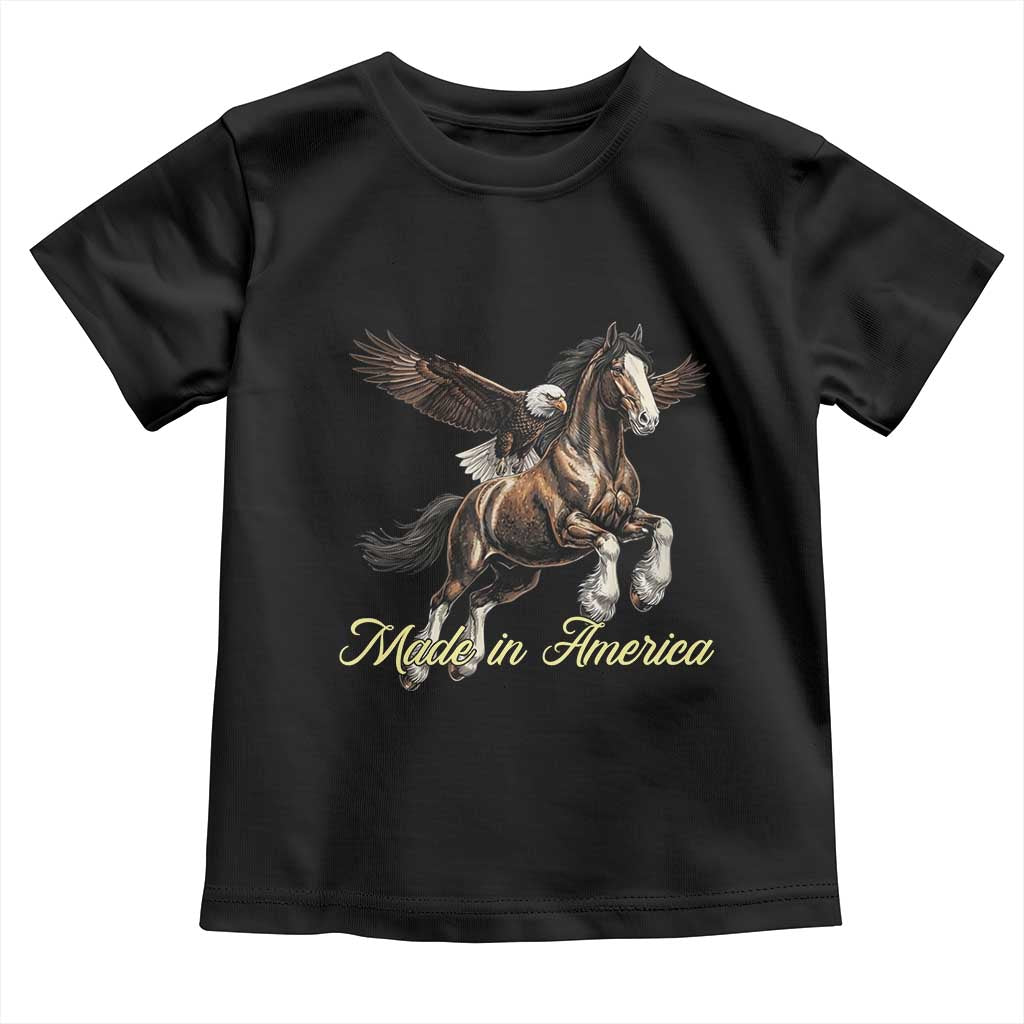 Made in America Patriotic Eagle and Horse Toddler T Shirt Strong American Pride Western Style TS02 Black Print Your Wear