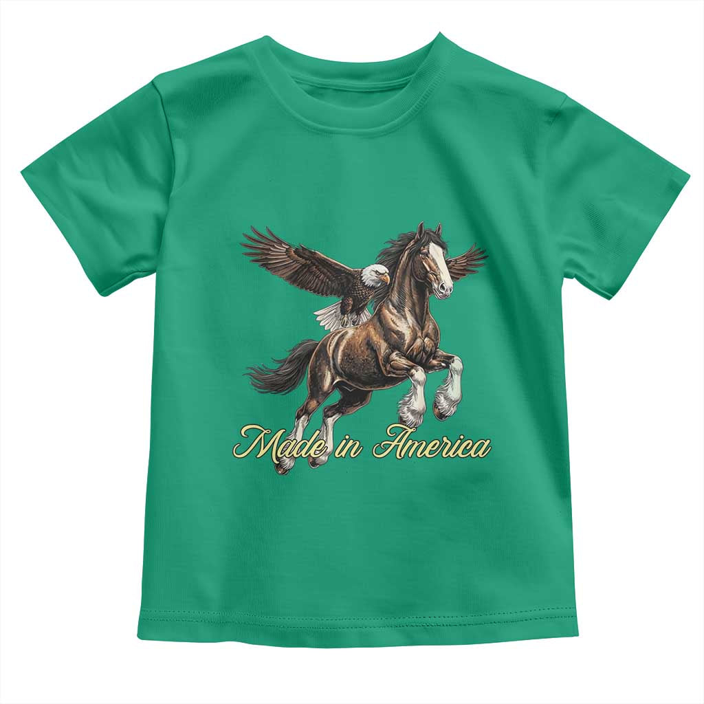 Made in America Patriotic Eagle and Horse Toddler T Shirt Strong American Pride Western Style TS02 Irish Green Print Your Wear