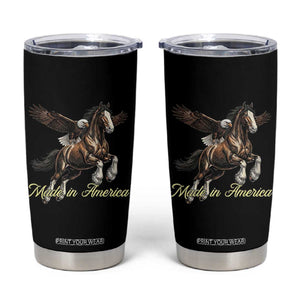 Made in America Patriotic Eagle and Horse Tumbler Cup Strong American Pride Western Style TS02 Black Print Your Wear