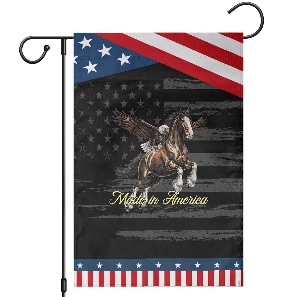 Made in America Patriotic Eagle and Horse Garden Flag Strong American Pride Western Style TS02 Distressed Black Blue Print Your Wear