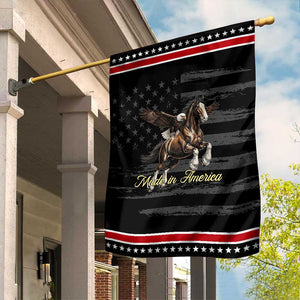 Made in America Patriotic Eagle and Horse Garden Flag Strong American Pride Western Style TS02 Distressed Black Red Print Your Wear