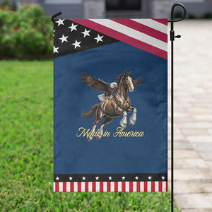 Made in America Patriotic Eagle and Horse Garden Flag Strong American Pride Western Style TS02 Classic Blue Black Print Your Wear