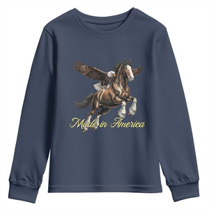Made in America Patriotic Eagle and Horse Youth Sweatshirt Strong American Pride Western Style TS02 Navy Print Your Wear