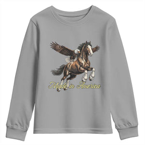 Made in America Patriotic Eagle and Horse Youth Sweatshirt Strong American Pride Western Style TS02 Sport Gray Print Your Wear