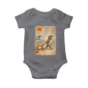 Baby Punch the Monkey Japanese Style Graphic Baby Onesie Dragging Plush Toy Vintage Art Gift TS02 Charcoal Print Your Wear