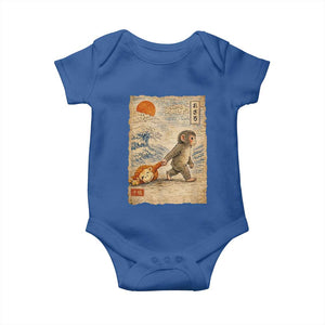 Baby Punch the Monkey Japanese Style Graphic Baby Onesie Dragging Plush Toy Vintage Art Gift TS02 Royal Blue Print Your Wear