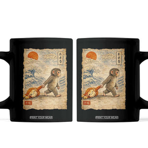 Baby Punch the Monkey Japanese Style Graphic Coffee Mug Dragging Plush Toy Vintage Art Gift TS02 Black Print Your Wear