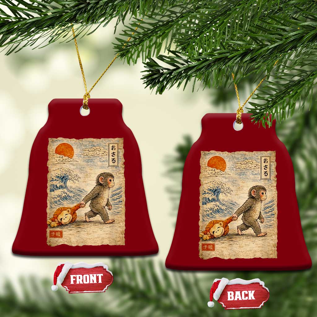 Baby Punch the Monkey Japanese Style Graphic Ceramic Ornament Dragging Plush Toy Vintage Art Gift TS02 Print Your Wear