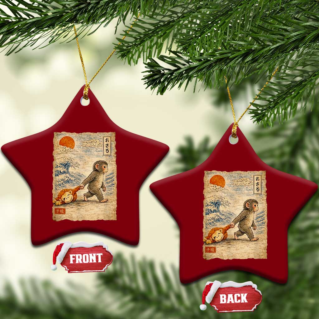 Baby Punch the Monkey Japanese Style Graphic Ceramic Ornament Dragging Plush Toy Vintage Art Gift TS02 Print Your Wear