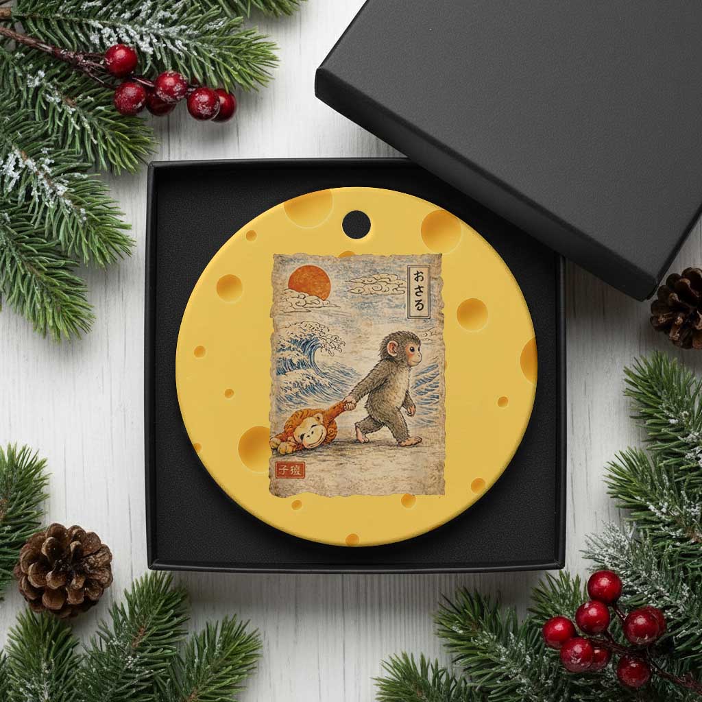 Baby Punch the Monkey Japanese Style Graphic Ceramic Ornament Dragging Plush Toy Vintage Art Gift TS02 1pc Yellow Cheese Print Your Wear