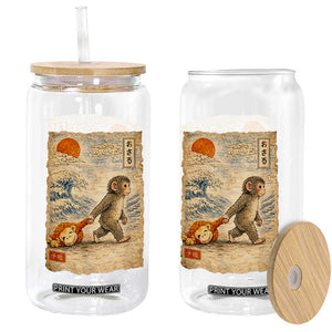 Baby Punch the Monkey Japanese Style Graphic Glass Can Dragging Plush Toy Vintage Art Gift TS02 Print Your Wear