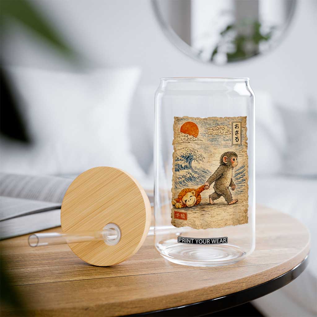 Baby Punch the Monkey Japanese Style Graphic Glass Can Dragging Plush Toy Vintage Art Gift TS02 Print Your Wear