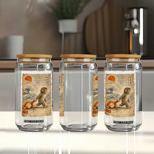 Baby Punch the Monkey Japanese Style Graphic Glass Can Dragging Plush Toy Vintage Art Gift TS02 Print Your Wear