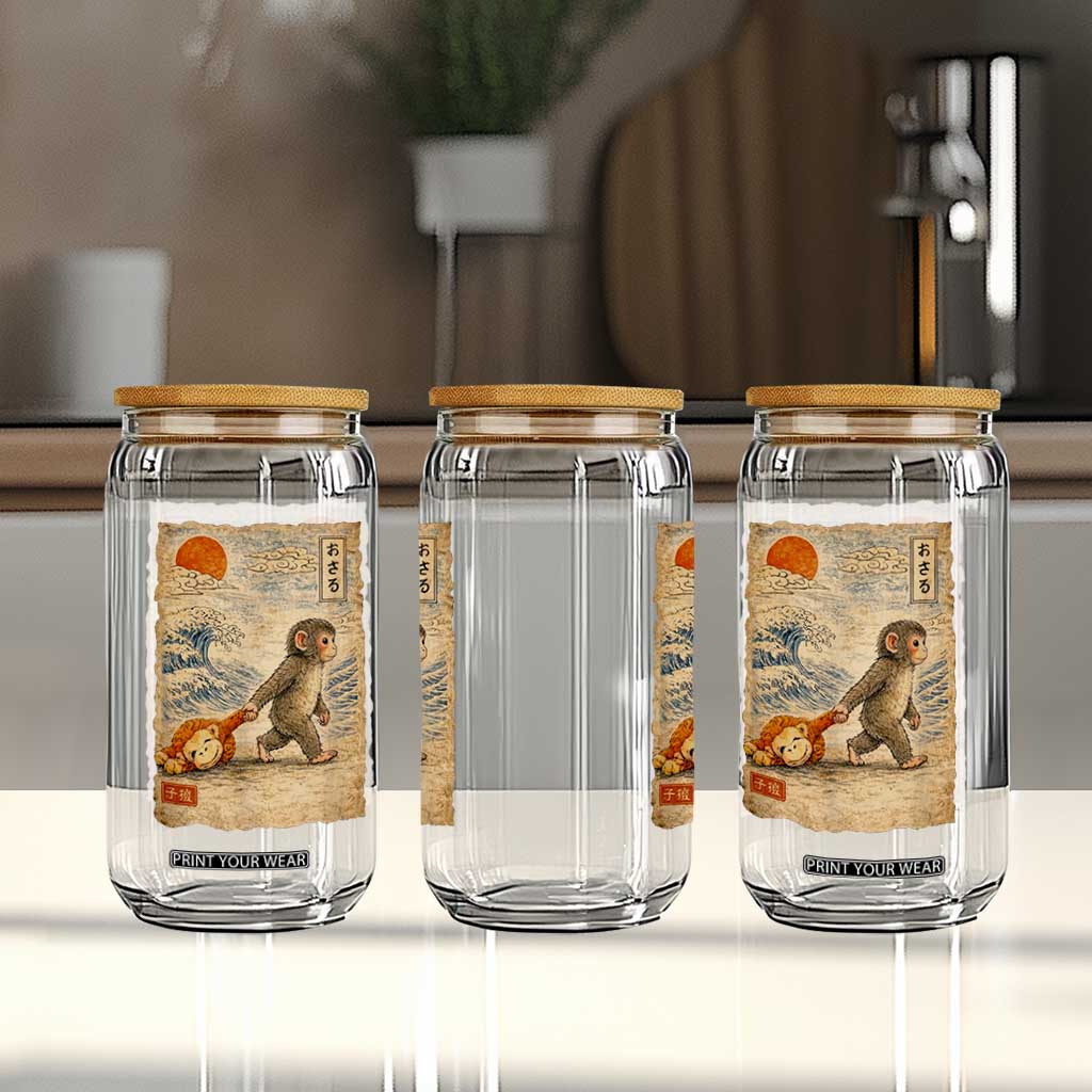 Baby Punch the Monkey Japanese Style Graphic Glass Can Dragging Plush Toy Vintage Art Gift TS02 Print Your Wear
