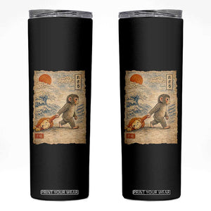 Baby Punch the Monkey Japanese Style Graphic Skinny Tumbler Dragging Plush Toy Vintage Art Gift TS02 Black Print Your Wear