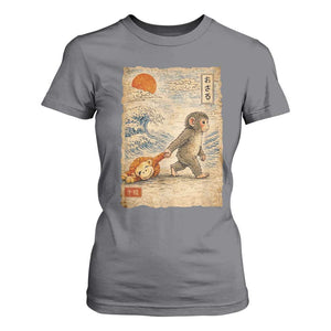 Baby Punch the Monkey Japanese Style Graphic T Shirt For Women Dragging Plush Toy Vintage Art Gift TS02 Charcoal Print Your Wear