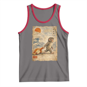 Baby Punch the Monkey Japanese Style Graphic Tank Top Dragging Plush Toy Vintage Art Gift TS02 Deep Heather Red Print Your Wear