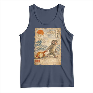 Baby Punch the Monkey Japanese Style Graphic Tank Top Dragging Plush Toy Vintage Art Gift TS02 Navy Print Your Wear